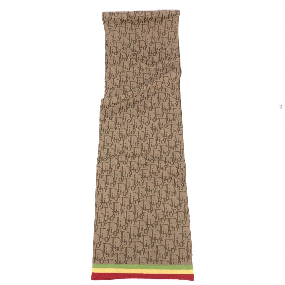 Dior Tan Scarf with Red and Yellow Accents